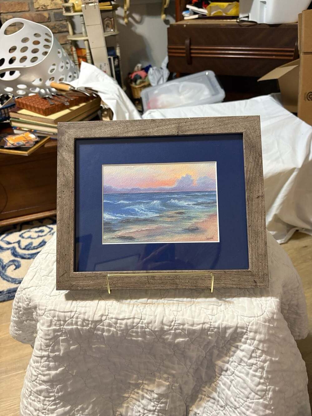 Original Framed Ocean Seascape Painting Signed Laurel